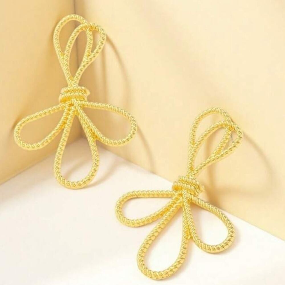Textured Loop Gold Drop Earrings